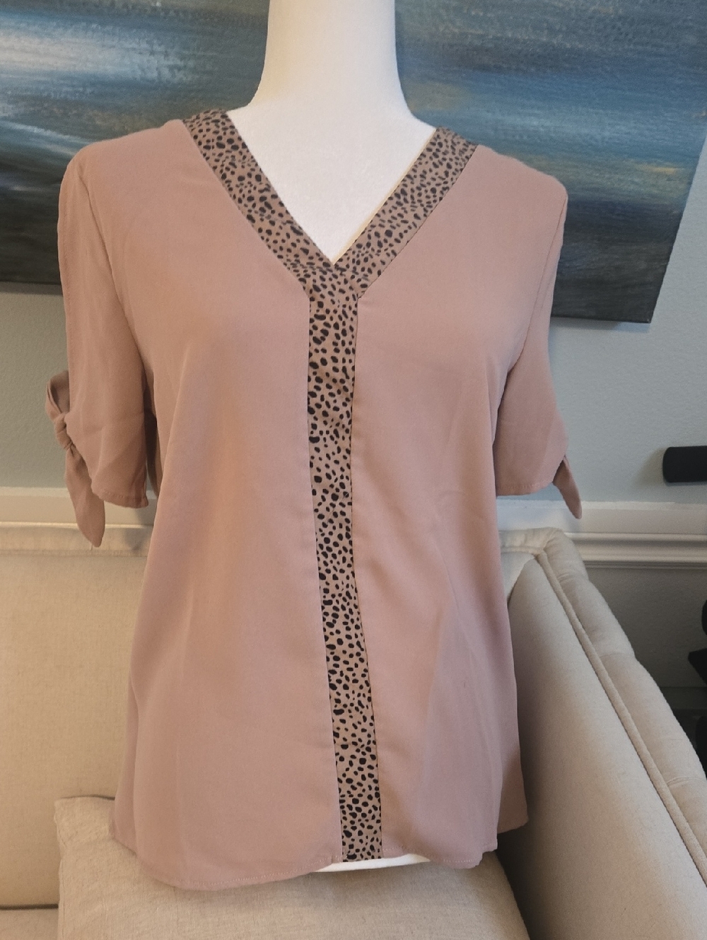 tan animal print shirt